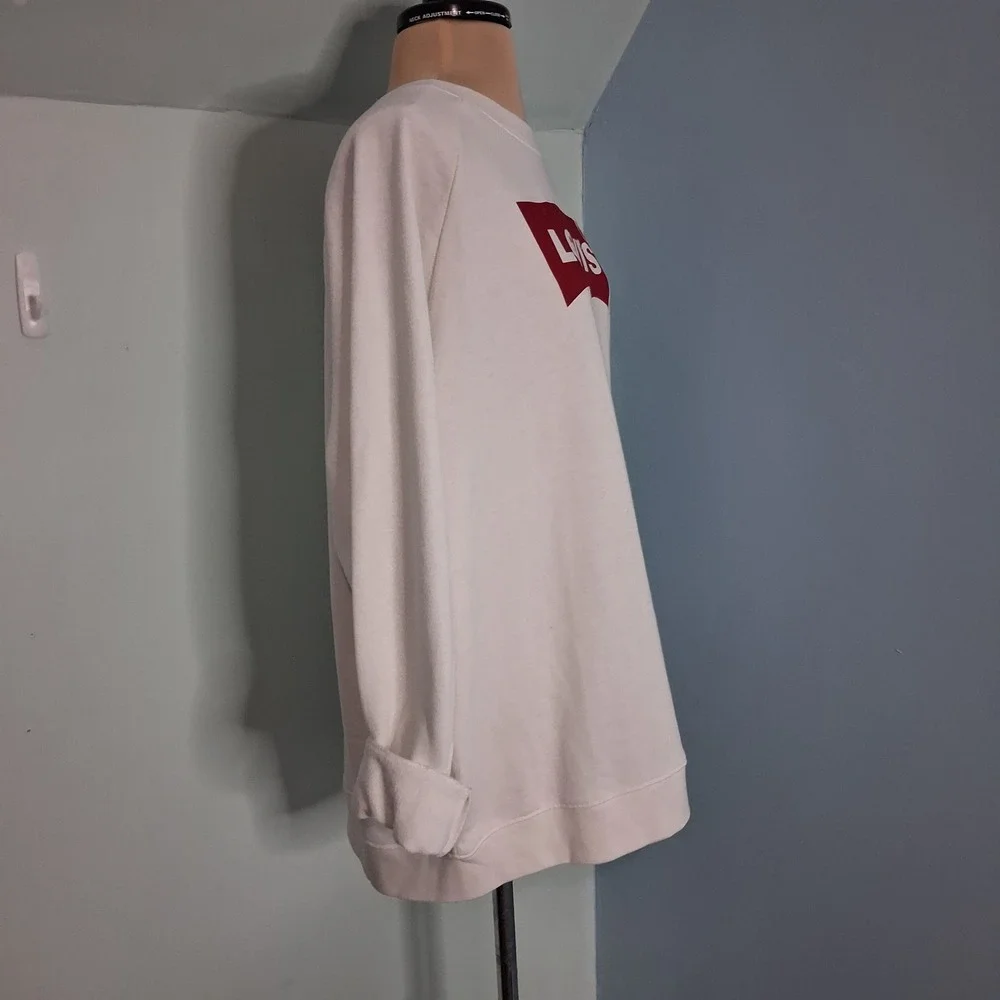 Levis Mens XL White Red Batwing Logo French Terry Raglan Sweatshirt NWT Casual